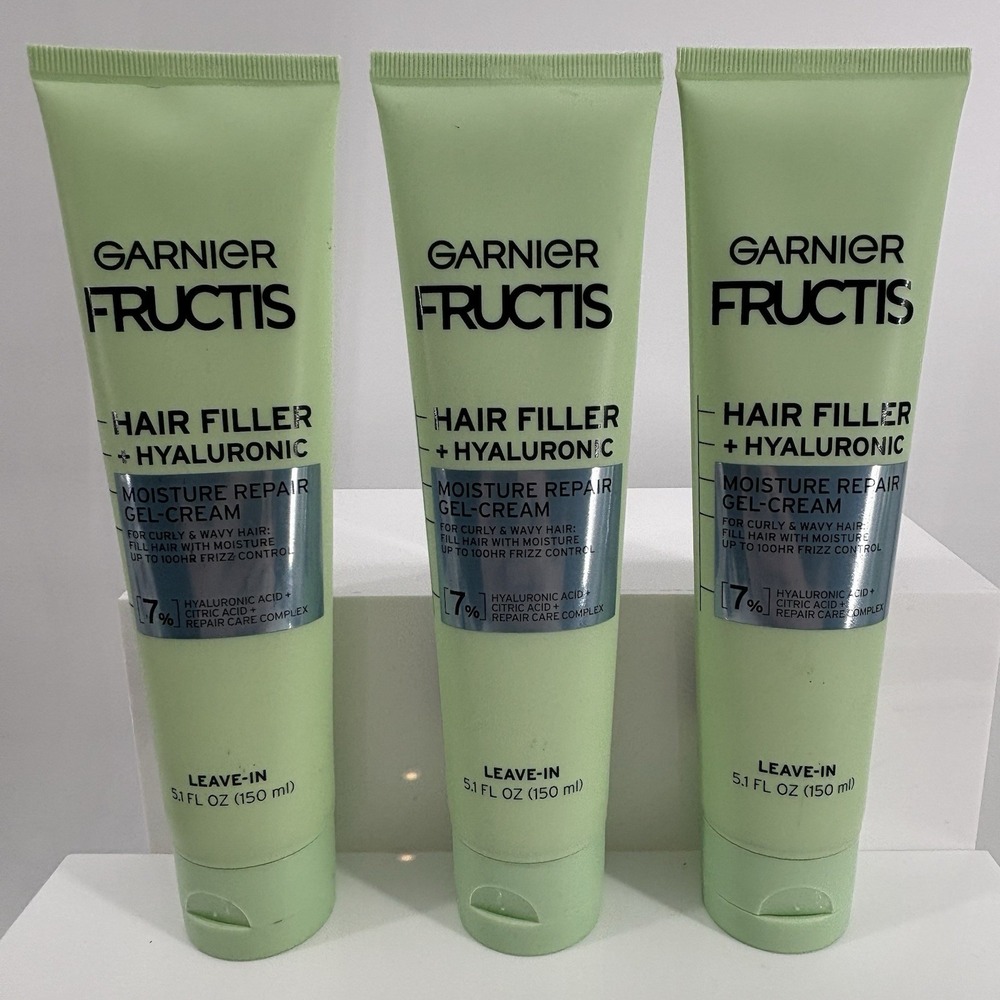 3 Garnier Fructis Hair Filler + Hyaluronic Moisture Repair Gel-Cream Leave-In